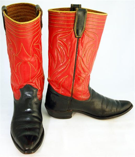 Vintage Texas Boot Co Mens Cowboy Boots Red/Black sz 8-1/2B
