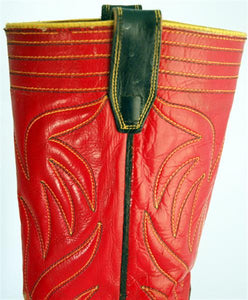 Vintage Texas Boot Co Mens Cowboy Boots Red/Black sz 8-1/2B