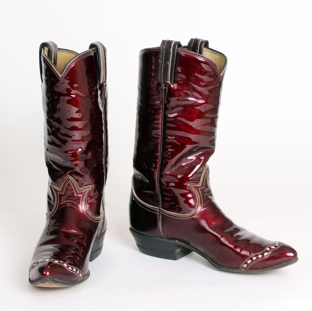 Vintage Tony Lama Cowboy Boots Womens Maroon sz 6A